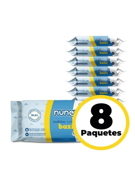 Basic Tücher 98% Natürlich | 8 Packungen mit 72 Stücke