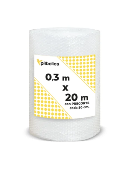 Rollo Plástico de Burbujas de 0,3x20 m con Precorte cada 50 cm.